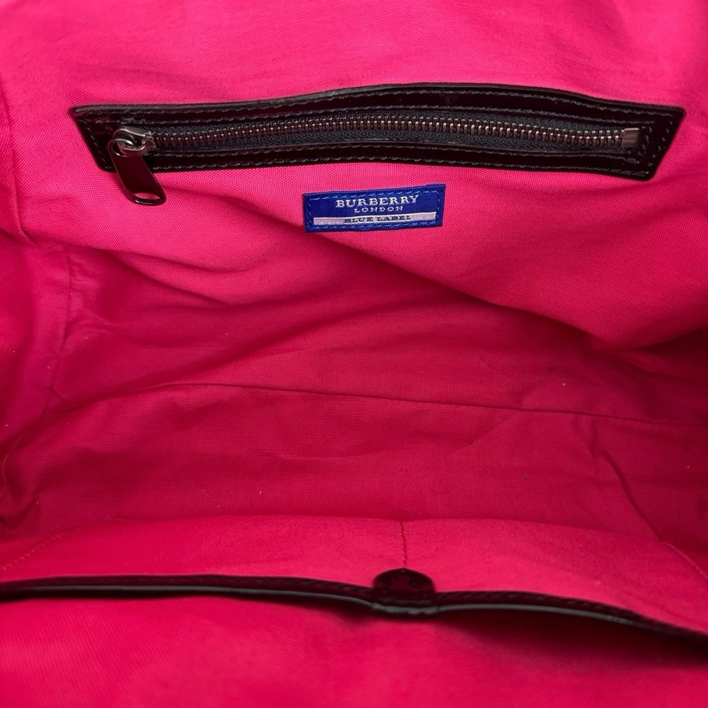Y2K Burberry Blue Label Pink Black Top Handle Tote Bag Purse Satchel Baguette - Picture 2 of 8